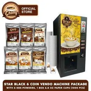 Star Black 6 Coin Hot Vending Machine Package